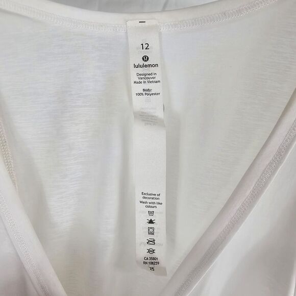 Lululemon Athletica Goal Up Tank White Women's Size 12 Split Back - Picture 6 of 10